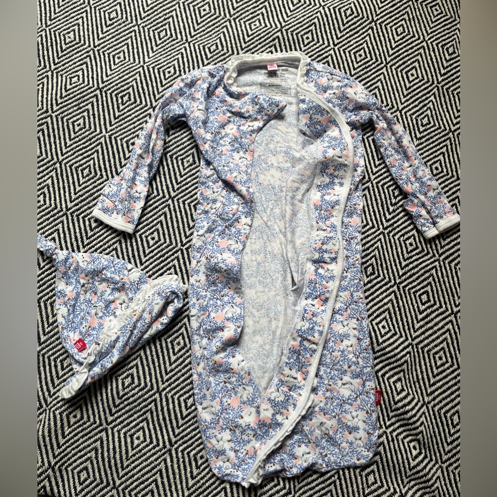 magnetic me cozy sleeper gown + hat set with ruffles